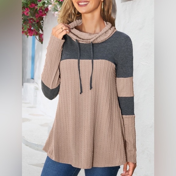 Cozy Mauve Cowl Neck Top - Picture 3 of 4